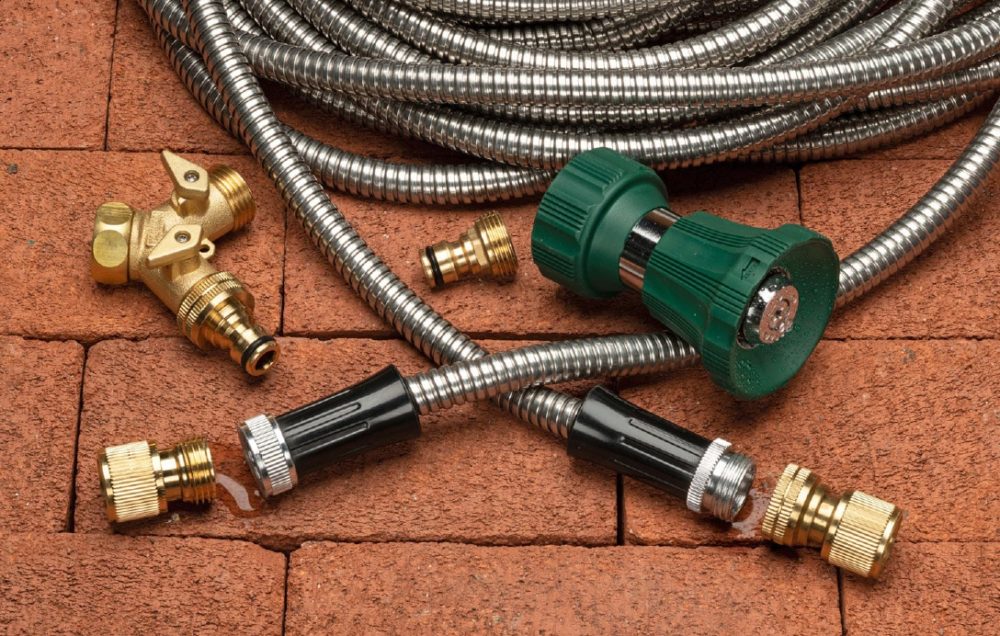 Garrett Wade hose on brick ground