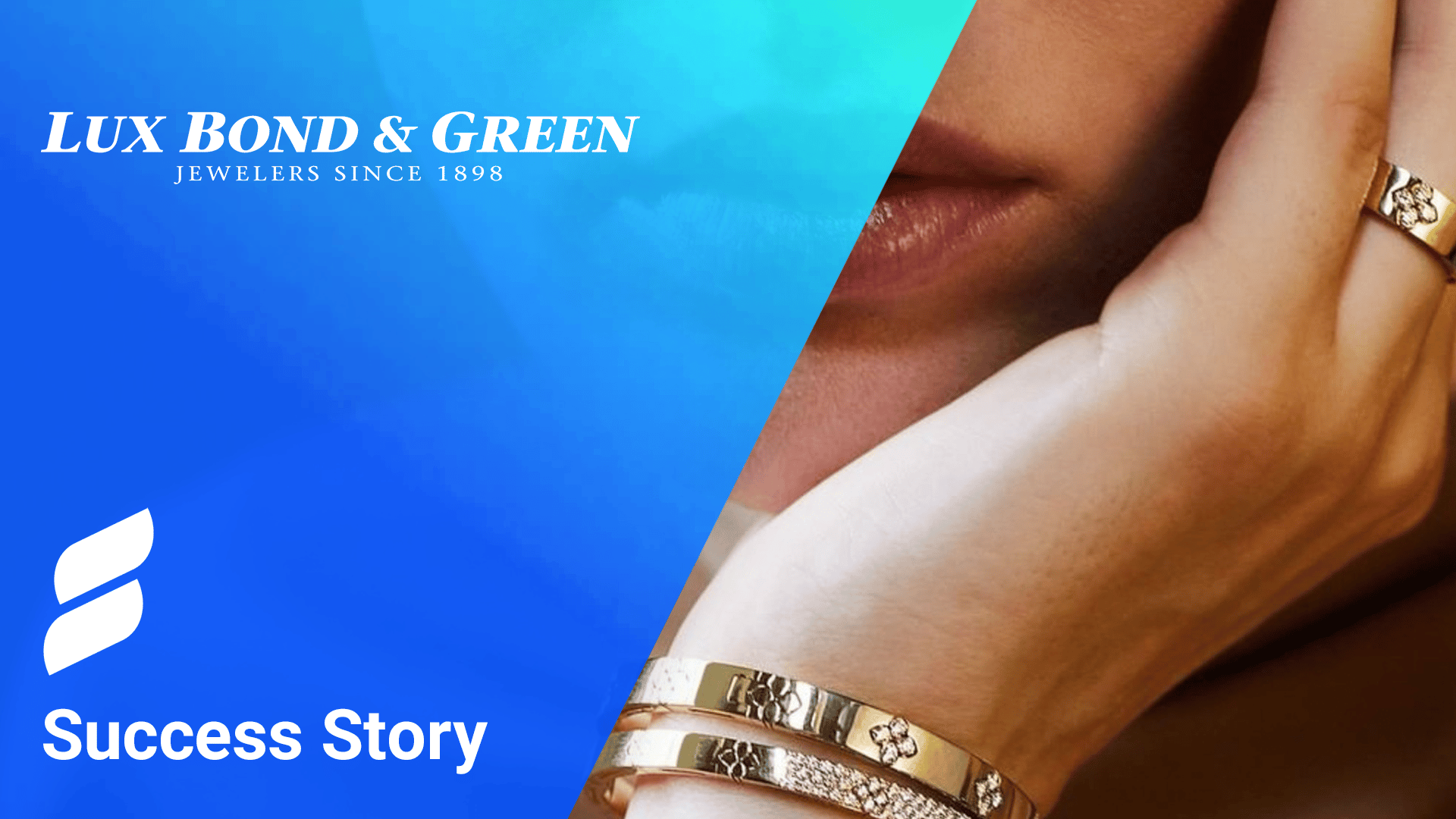 Lux Bond and Green logo, Searchspring logo, text: 