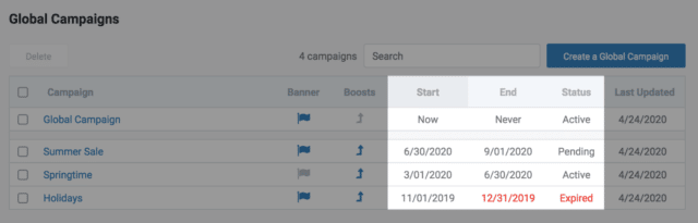 searchspring campaign scheduling