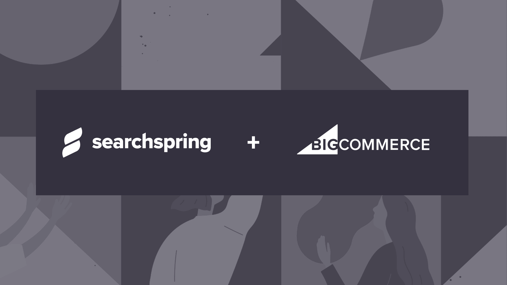 Text: Searchspring and BigCommerce on dark grey background