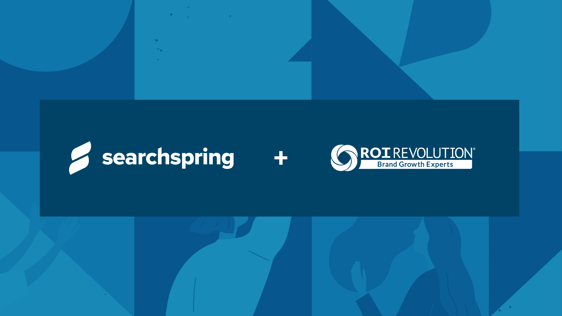 Searchspring _ ROI Revolution _ brand logos, white text on blue background